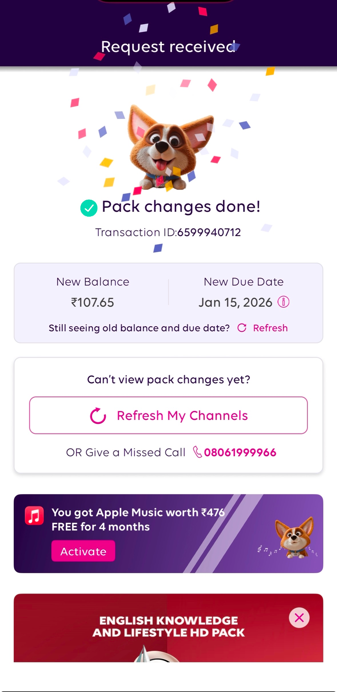 Pack changes done · Success state